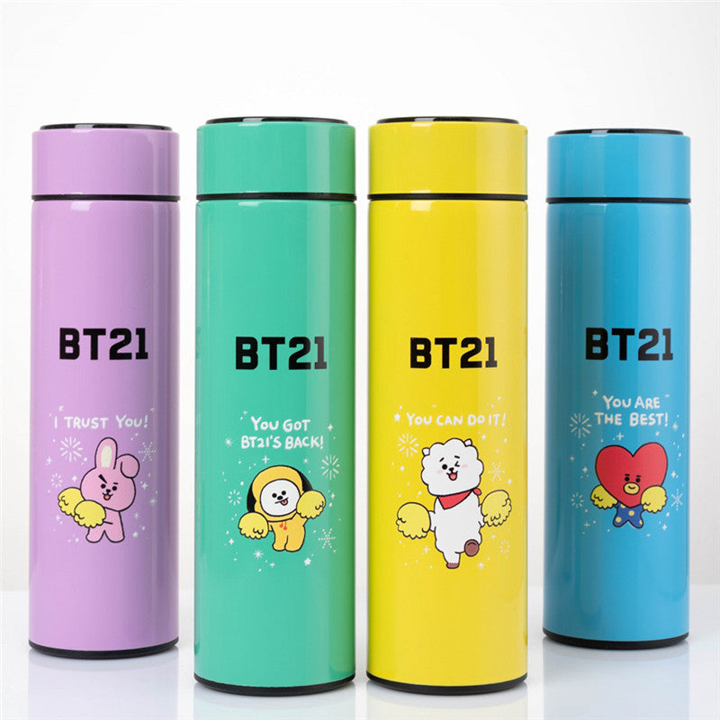 BT21 STAINLESS STEEL THERMAL BOTTLE 500ML WITH LED TEMPERATURE DISPLAY