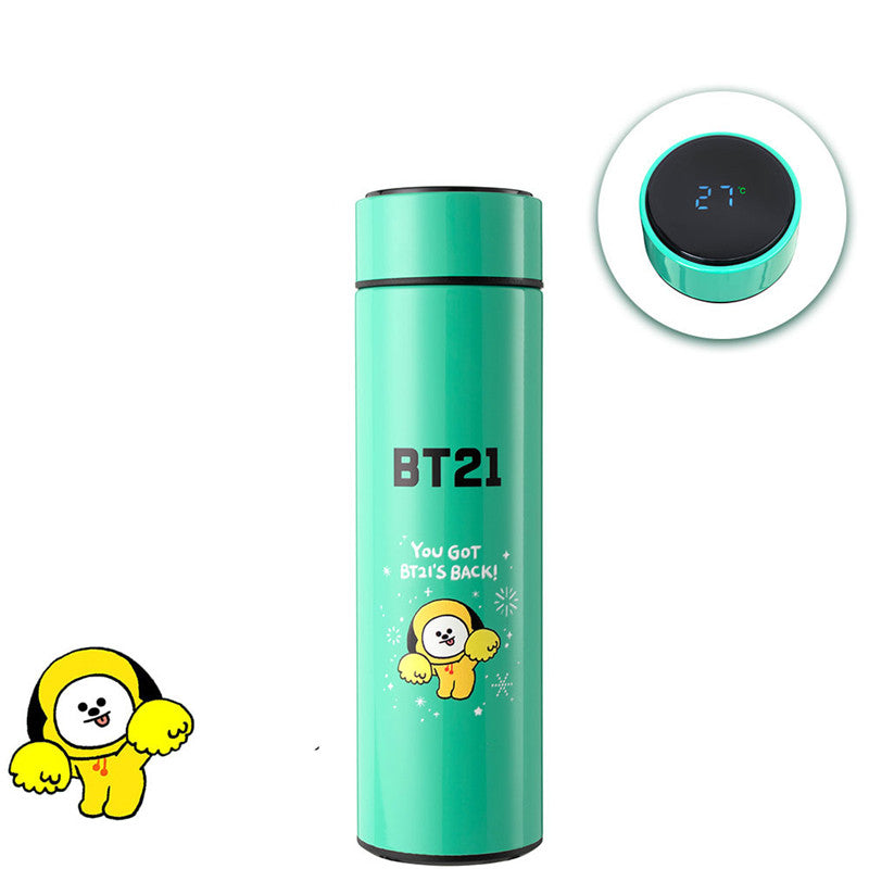 BT21 STAINLESS STEEL THERMAL BOTTLE 500ML WITH LED TEMPERATURE DISPLAY